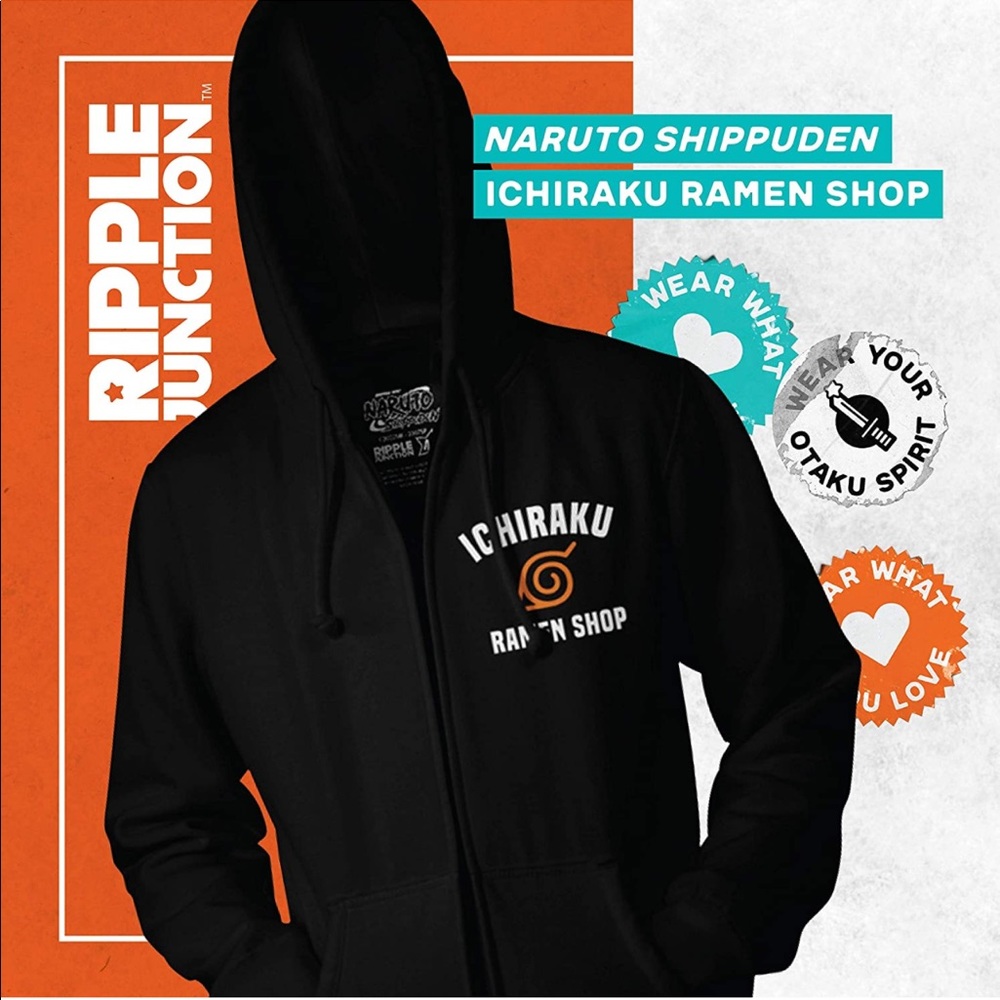 Ripple Junction Naruto Shippuden Ichiraku Ramen Zip-Up Hoodie New XL